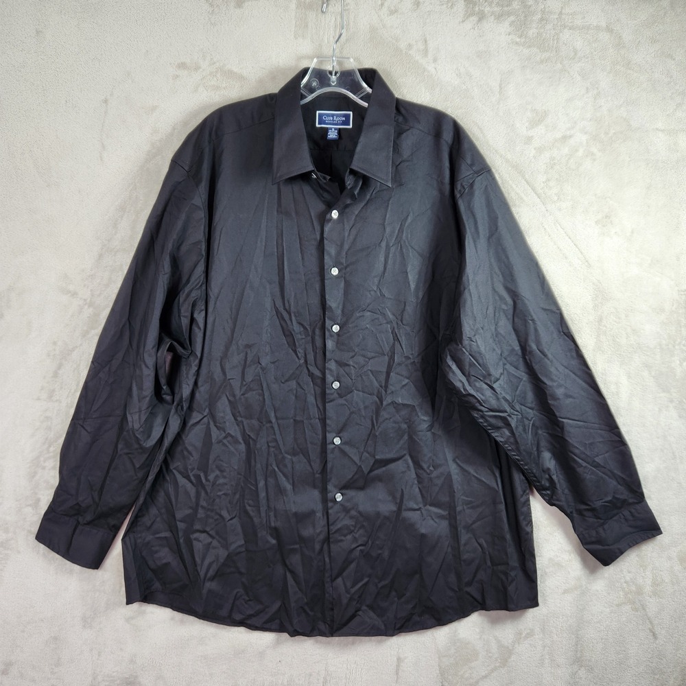 Club Room Button Down Shirt Mens XL Black Regular Fit Long Sleeve Solid Classic